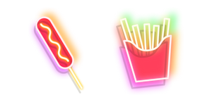 Neon Corn Dog and French Fries cursor